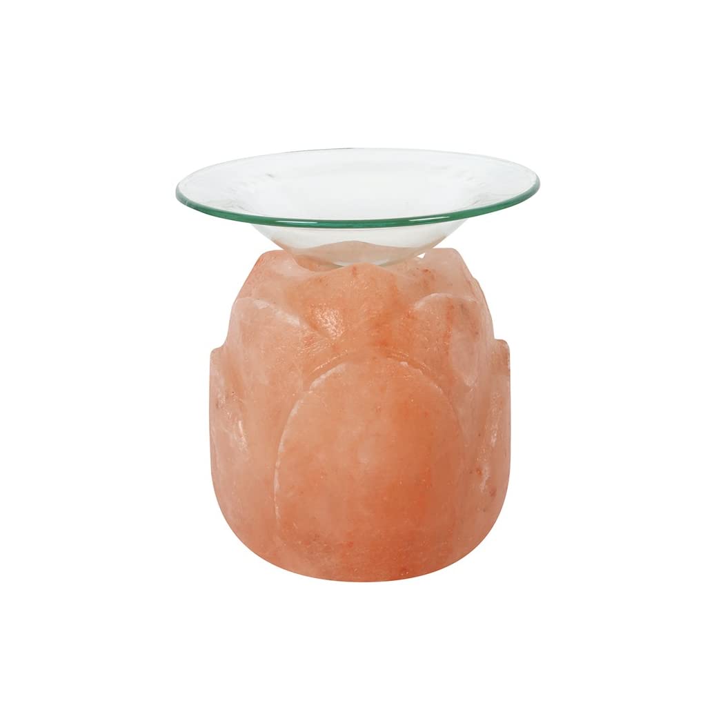 Himalayan Salt Lotus Flower Shaped Oil Burner -12cm x 10cm (1 Pc.) - Unique & Sophisticated Piece - Natural Fragrance & Soothing Ambience - Ideal for Home Decor
