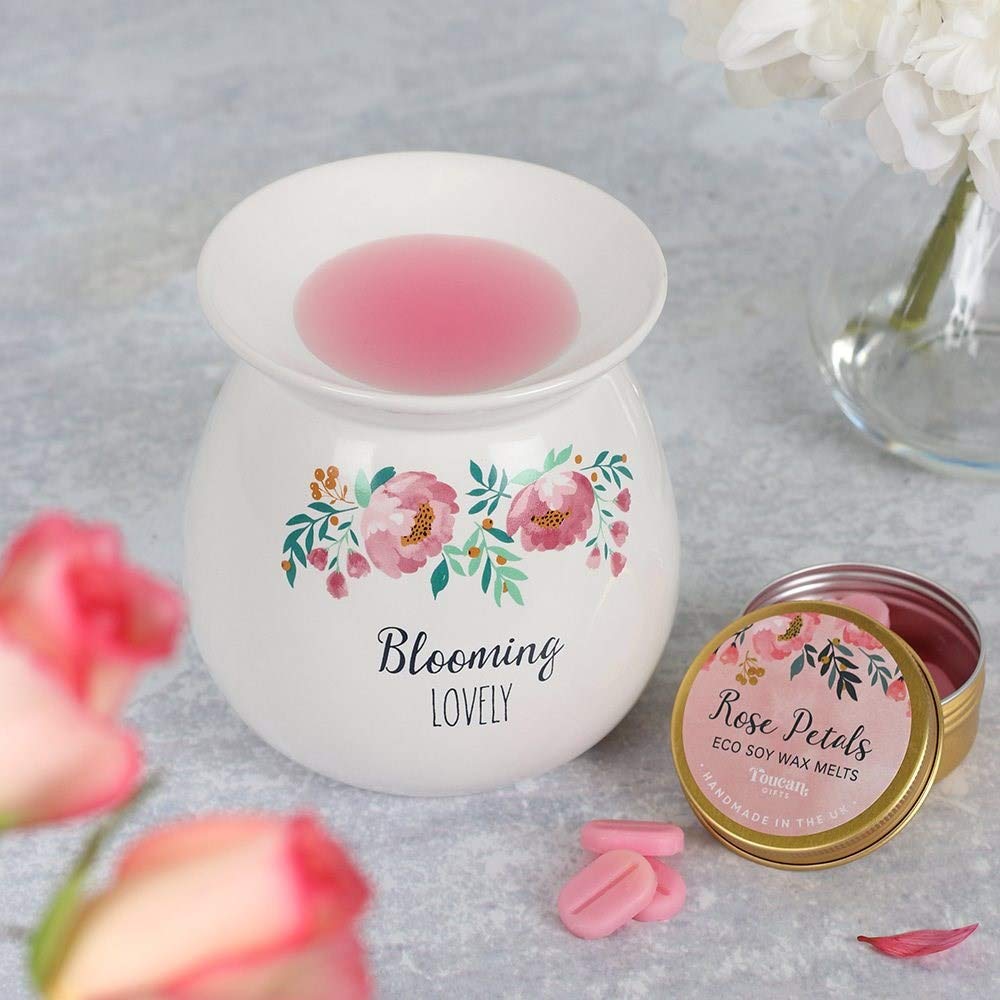 Multicolor Ceramic Large Blooming Lovely Wax Melt Burner Gift Set - 11cm x 10cm (1 Set) - Vibrant & Unique Design, Aromatherapy & Ambiance Enhancer - Perfect for Every Home