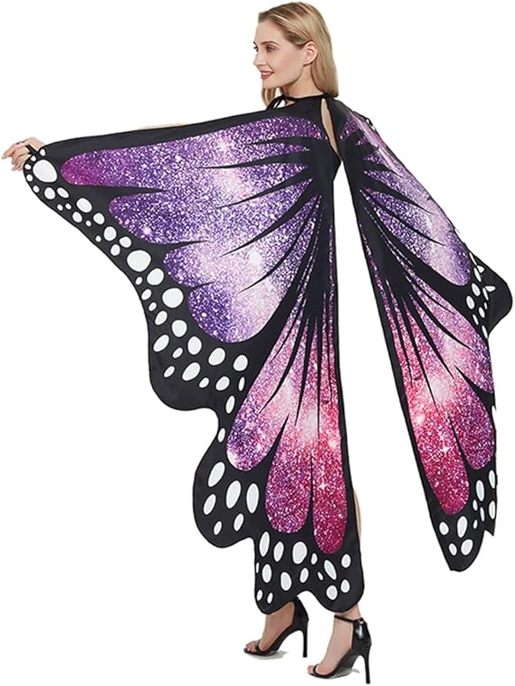 Womens Butterfly Wings Shawl Fairy Girl Cape Halloween Dress Up Costume Accessory