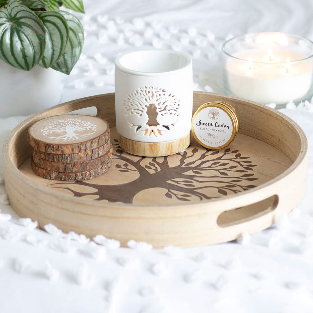 Elegant White Ceramic Tree of Life Wax Warmer Gift Set ? 10.5cm x 9.5cm (1 Pc.) ? Premium Design & Stylish Appeal ? Ultimate Home Fragrance Experience ? Ideal for Everyday Use