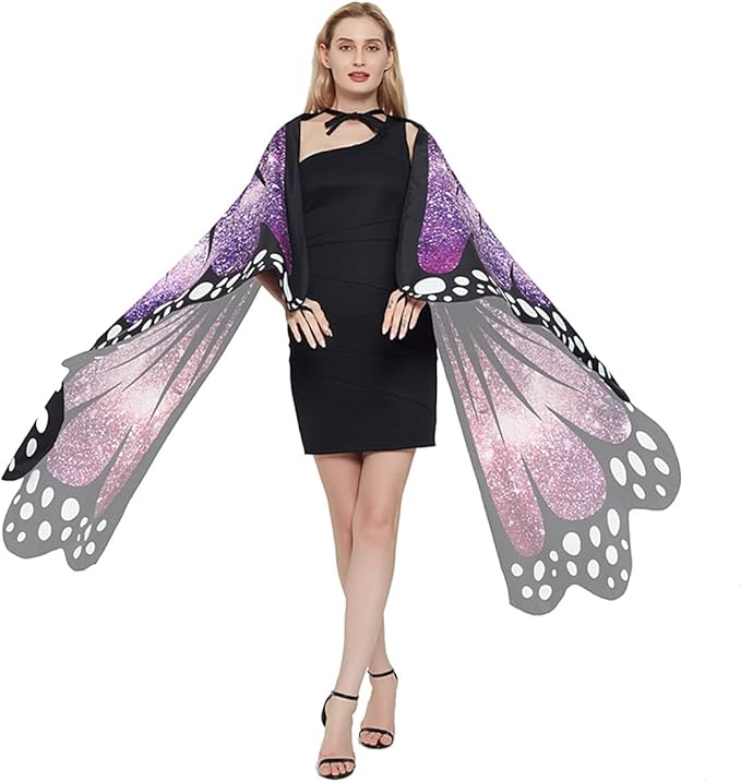 Womens Butterfly Wings Shawl Fairy Girl Cape Halloween Dress Up Costume Accessory
