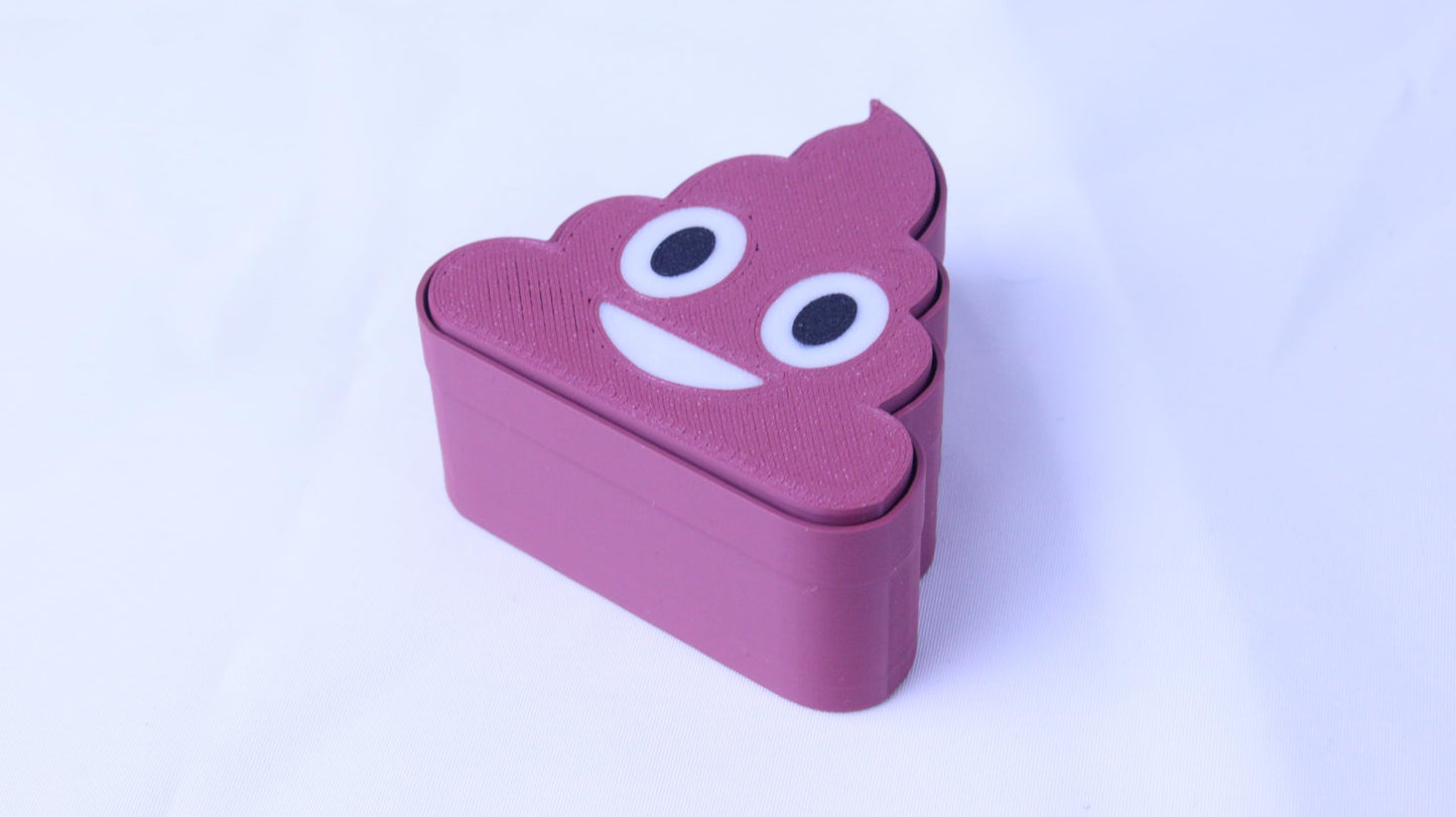 Poop Face Emoji Fidget Clicker, 5 cm High, 5 cm Wide, 2.5 cm Deep 3D Printed