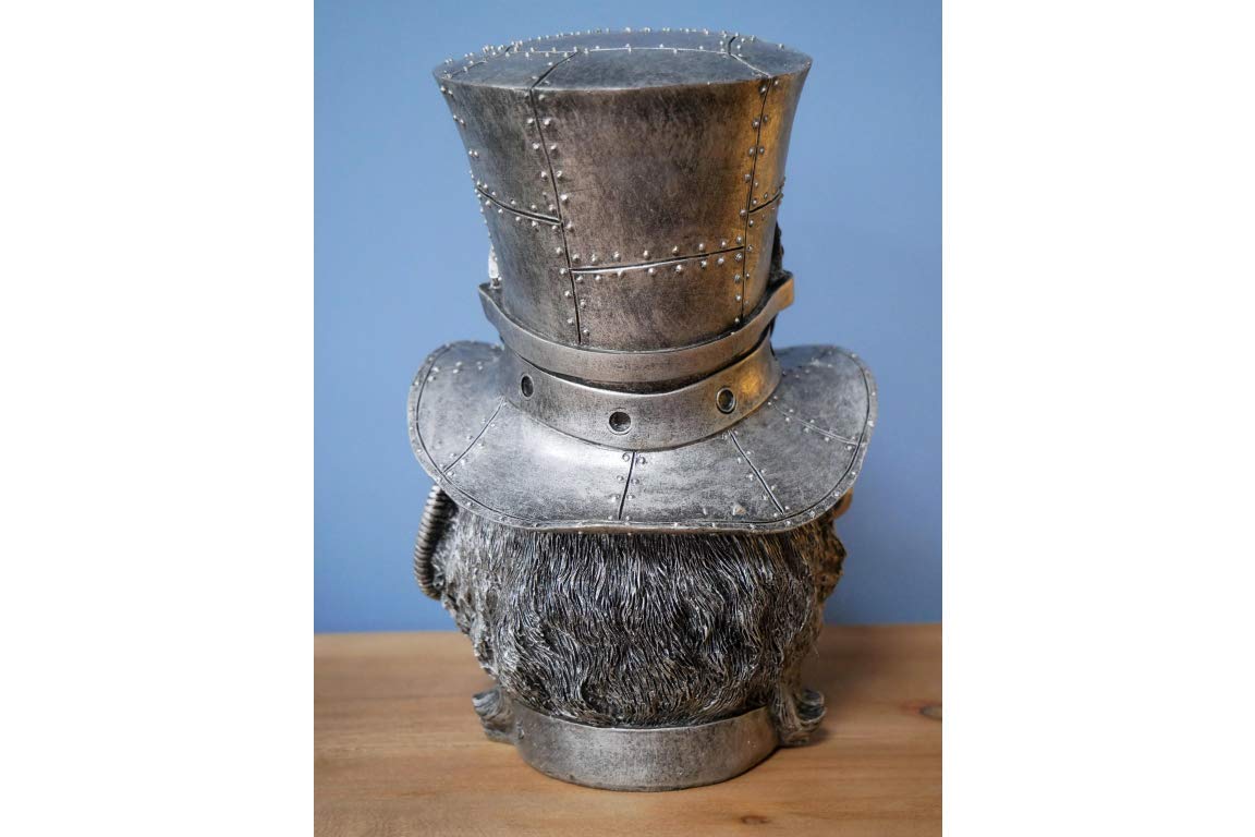 Casadomu Steampunk Cat Head Gothic Feline Sculpture Mechanical Kitten Top Hat Ornament Decorative Accessories