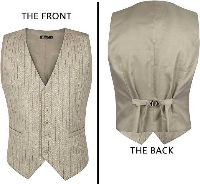 Mens Business Dress Tweed Suit Vest Regular Fit Waistcoat V Neck