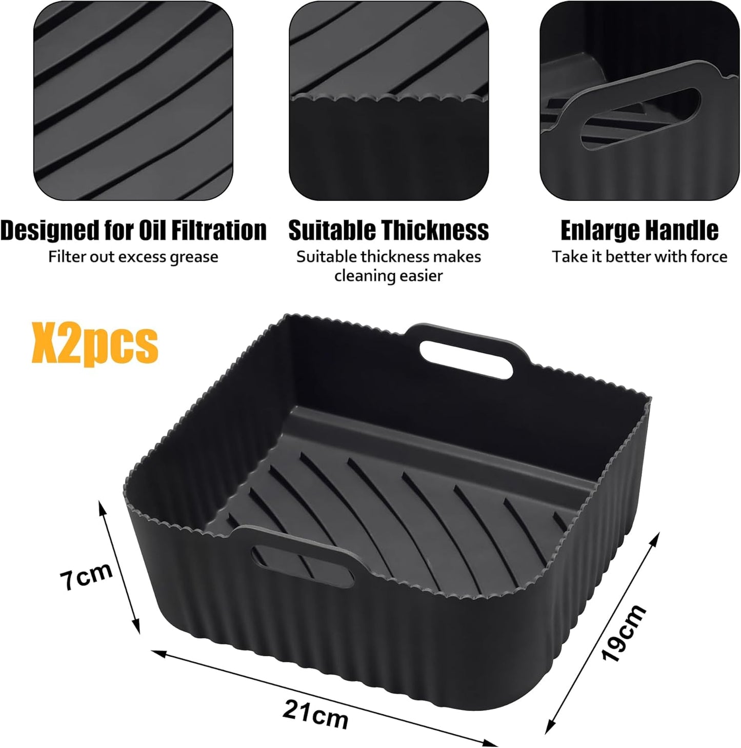 2 Set Large Silicone Air Fryer Liners for Ninja AF500UK,Reusable Air Fryer