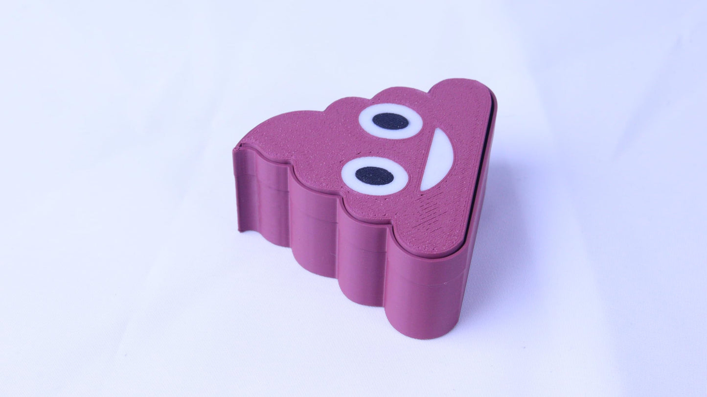Poop Face Emoji Fidget Clicker, 5 cm High, 5 cm Wide, 2.5 cm Deep 3D Printed