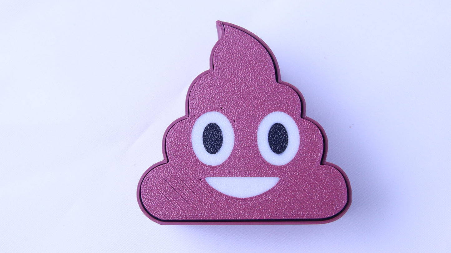Poop Face Emoji Fidget Clicker, 5 cm High, 5 cm Wide, 2.5 cm Deep 3D Printed