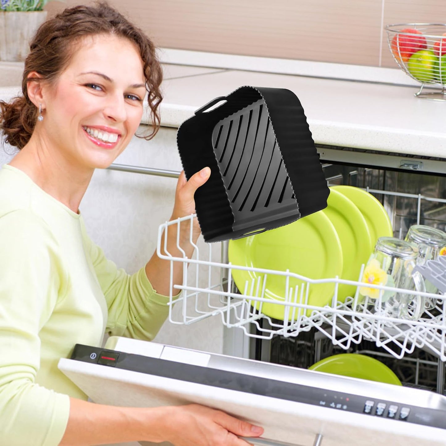 2 Set Large Silicone Air Fryer Liners for Ninja AF500UK,Reusable Air Fryer