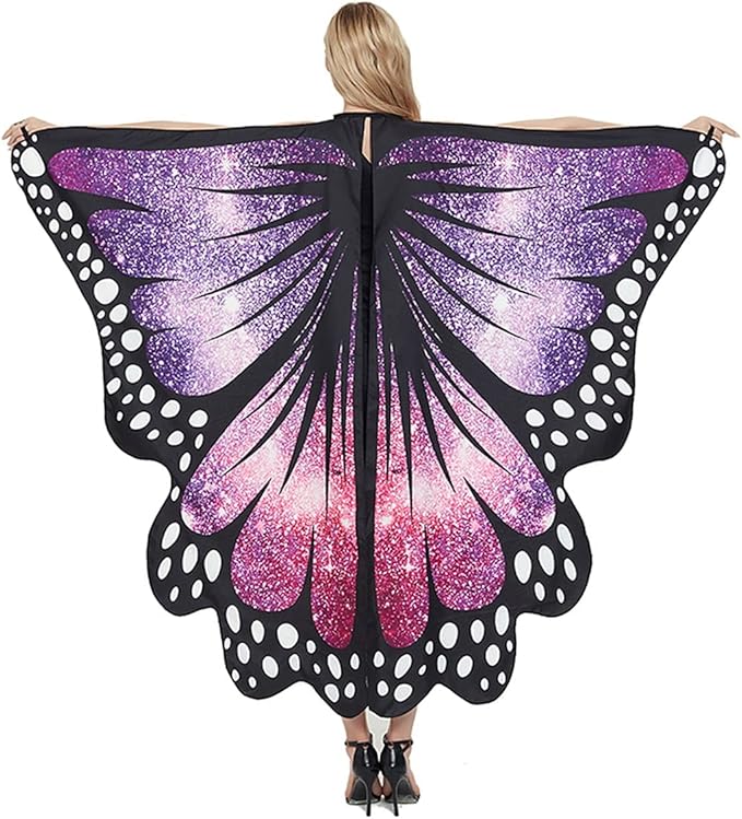 Womens Butterfly Wings Shawl Fairy Girl Cape Halloween Dress Up Costume Accessory