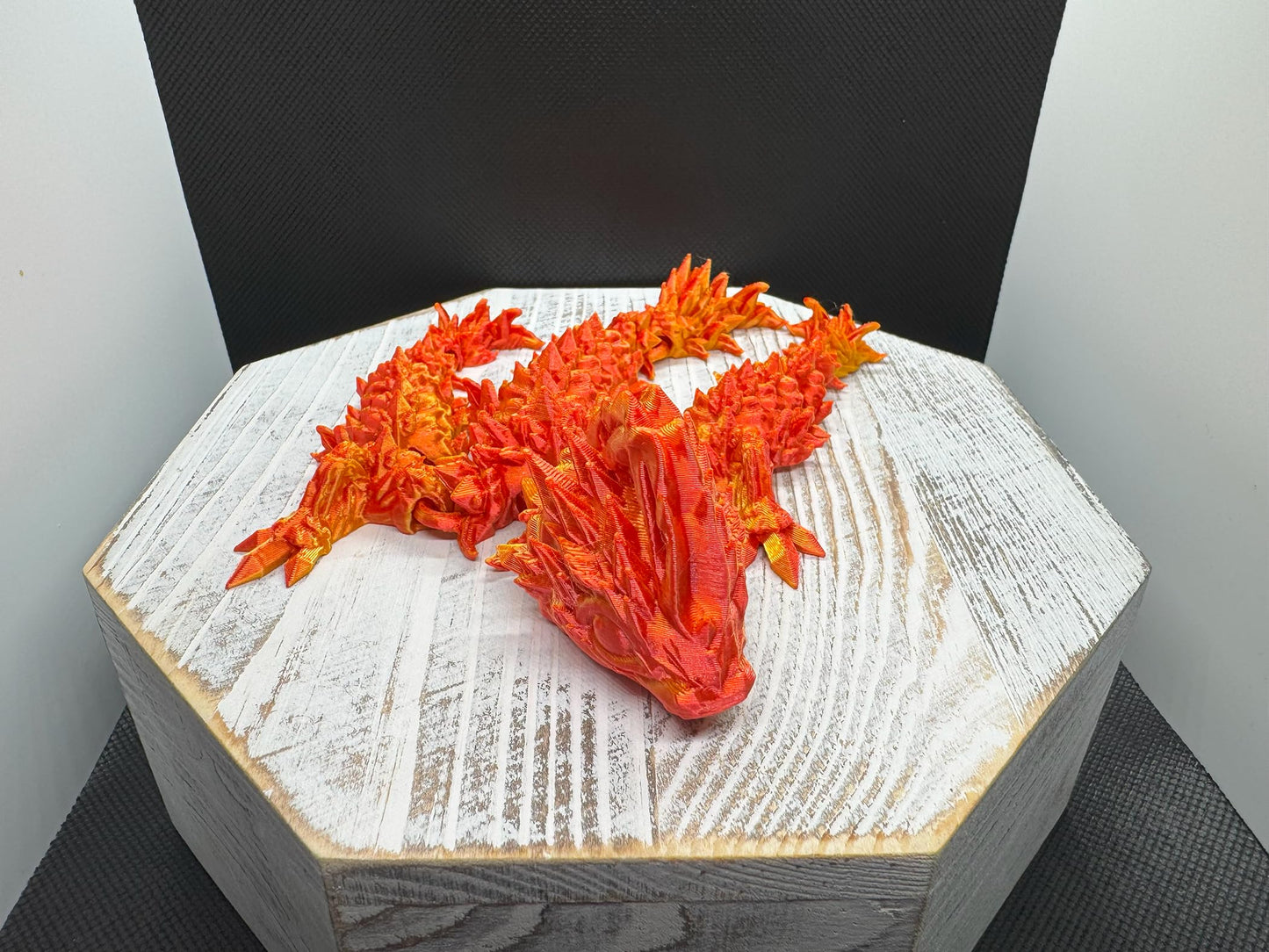Articulated 3D Printed Fire Dragon Sculpture, Orange
