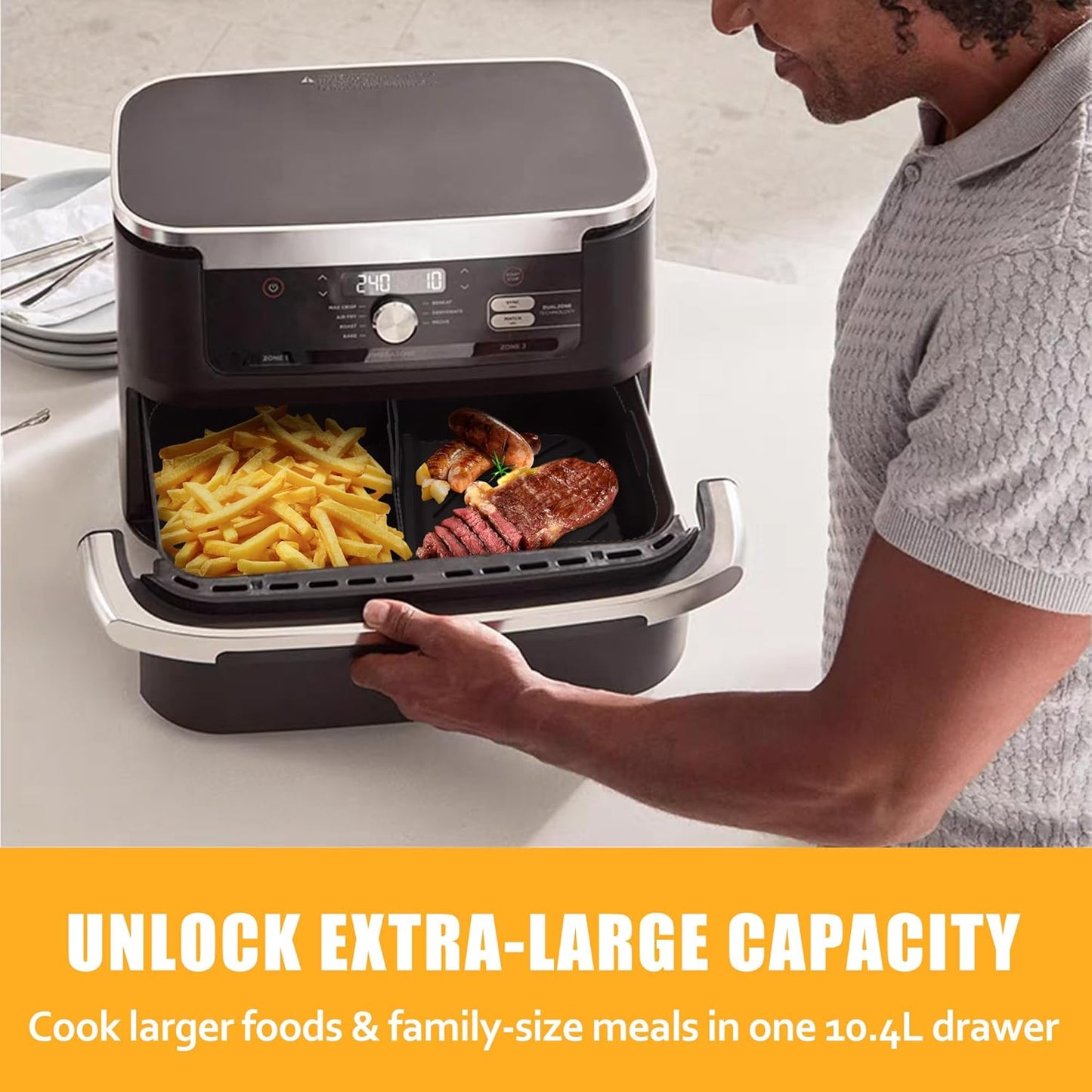 2 Set Large Silicone Air Fryer Liners for Ninja AF500UK,Reusable Air Fryer