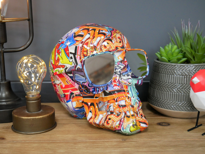 Graffiti Style Colourful Skull with Mirrored Shades Sunglasses | Resin Ornament