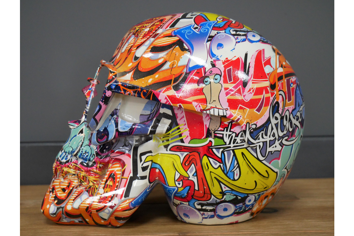 Graffiti Style Colourful Skull with Mirrored Shades Sunglasses | Resin Ornament