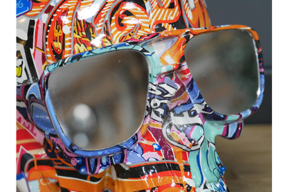 Graffiti Style Colourful Skull with Mirrored Shades Sunglasses | Resin Ornament