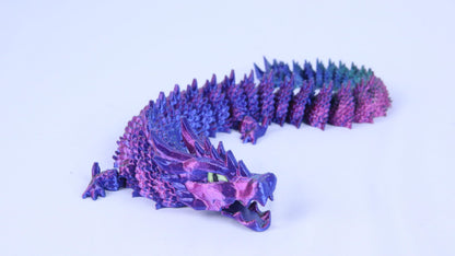 Articulated 3D Printed Crystalised Dragon with Moving Jaw, Adult/Childrens Toy Gift