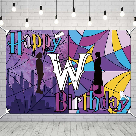 Wednesday Birthday Supplies,5x3 ft Wednesday Adams Birthday Banner Background