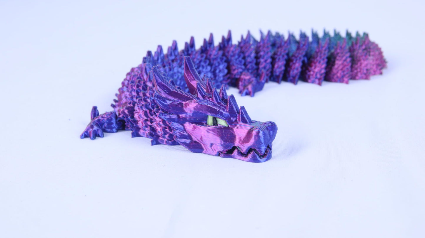 Articulated 3D Printed Crystalised Dragon with Moving Jaw, Adult/Childrens Toy Gift