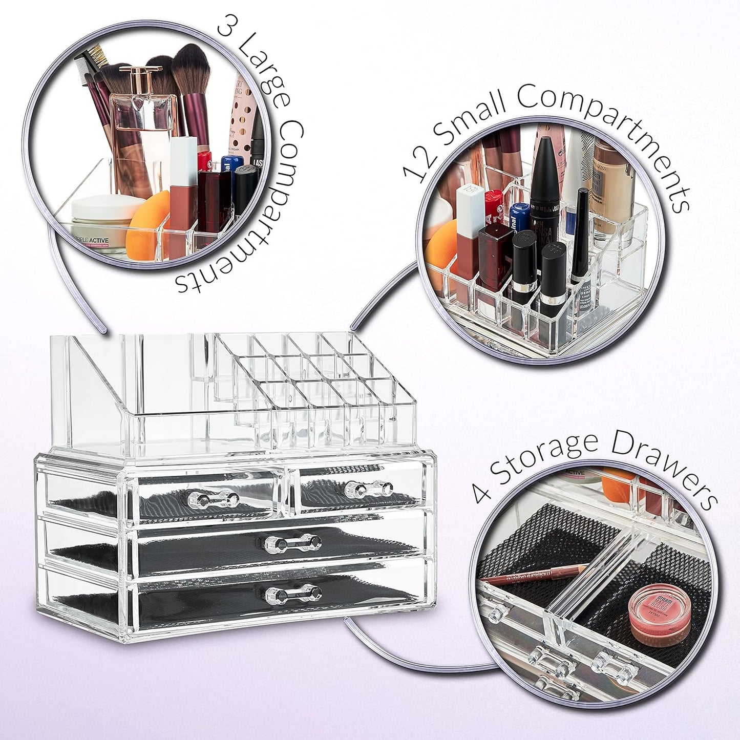 Acrylic Make Up Cosmetic Organiser for Dressing Table Drawers Storage Tidy