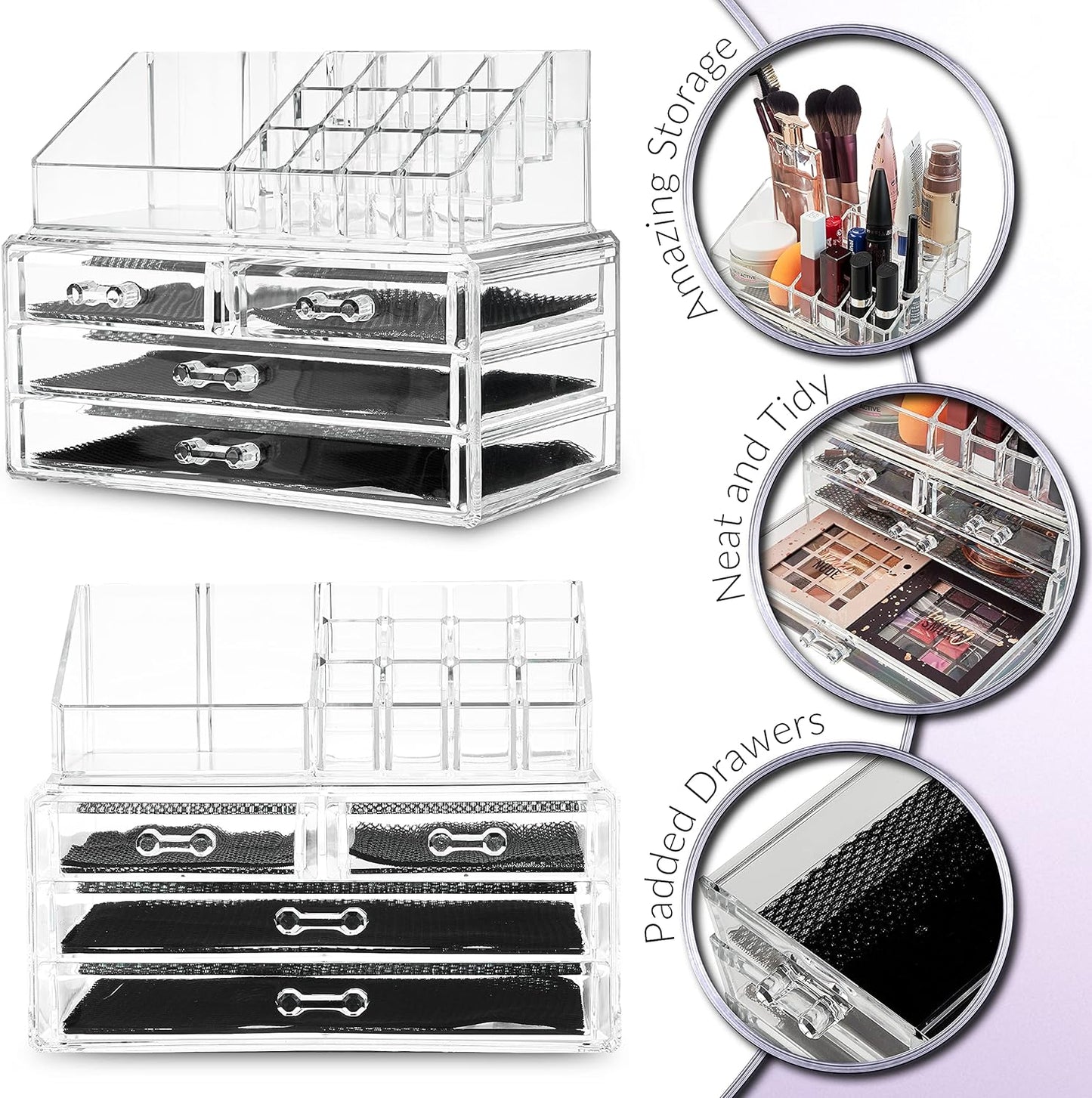 Acrylic Make Up Cosmetic Organiser for Dressing Table Drawers Storage Tidy