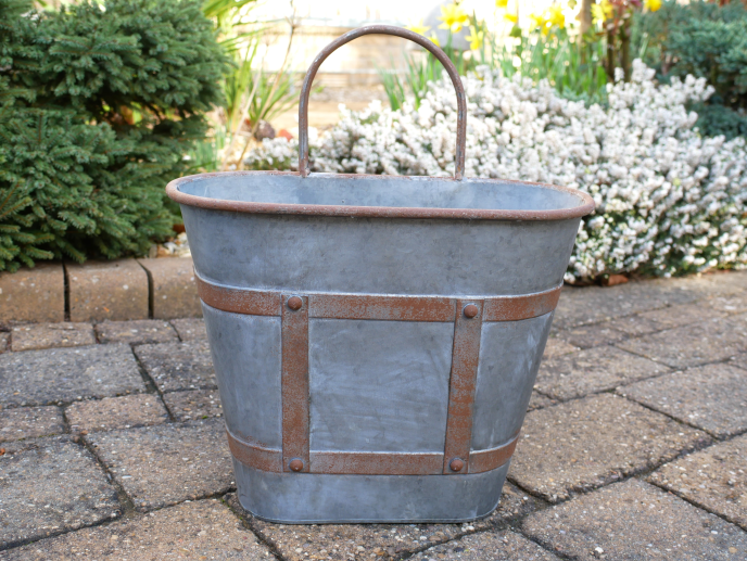 Vintage Galvanised Metal Garden Planters Garden Plant Pot