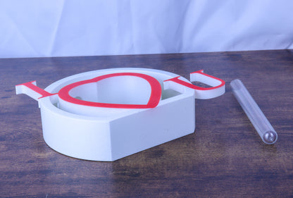 I Love U Heart Single Rose Vase, White and Red with Artificial Galaxy Rose- Various Colours