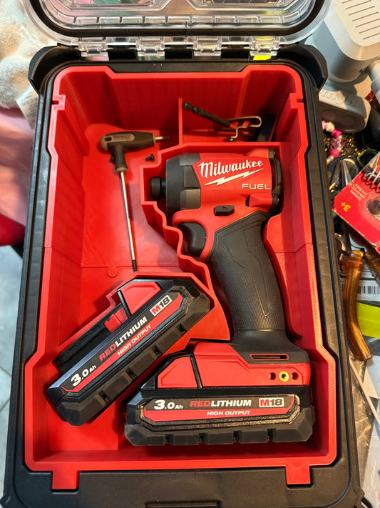 Milwaukee Compact Organiser Custom Insets which are Compatible with the Milwaukee M18 Fuel Impact Driver- Packout Mini Organiser