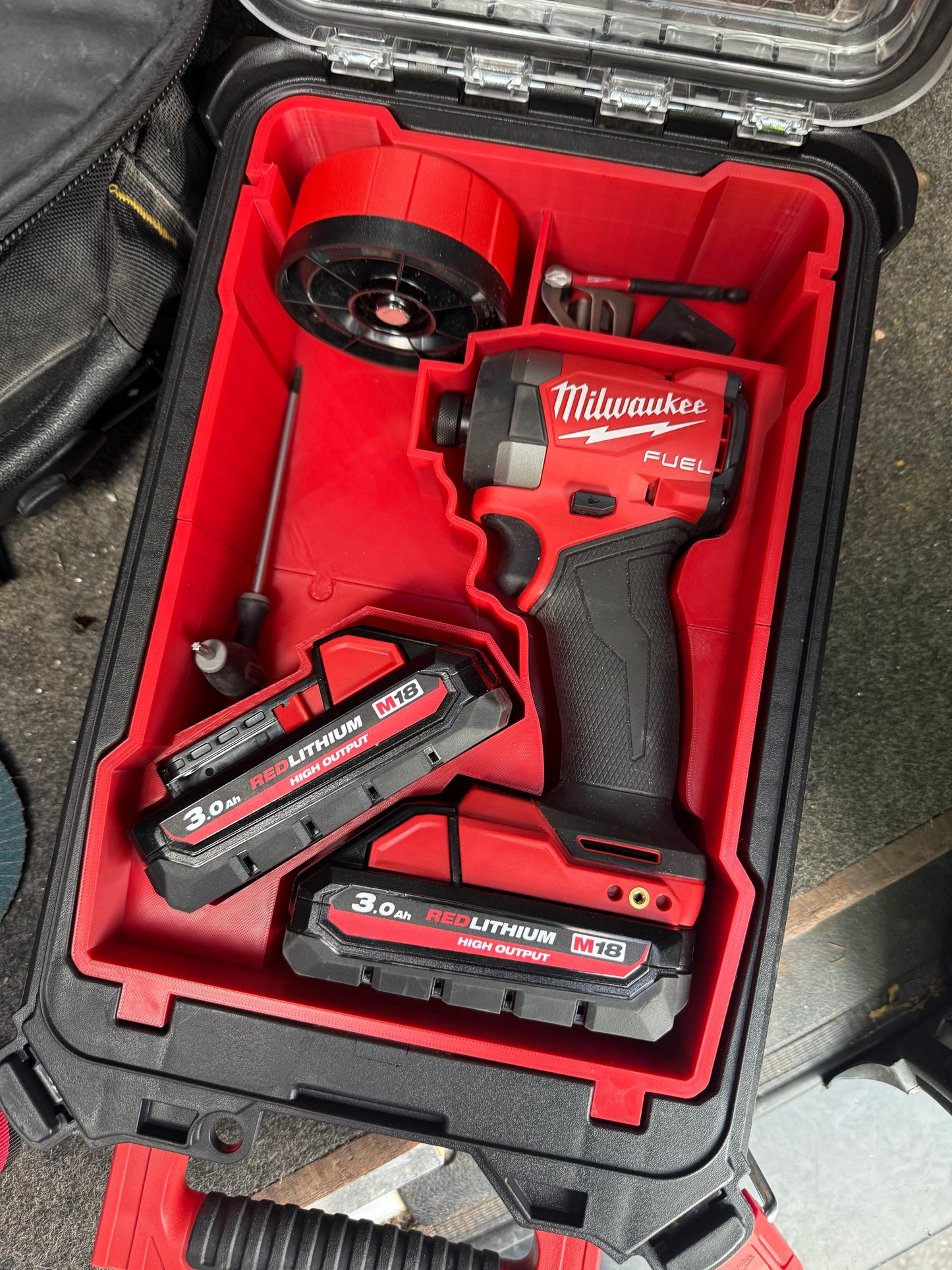 Milwaukee Compact Organiser Custom Insets which are Compatible with the Milwaukee M18 Fuel Impact Driver- Packout Mini Organiser