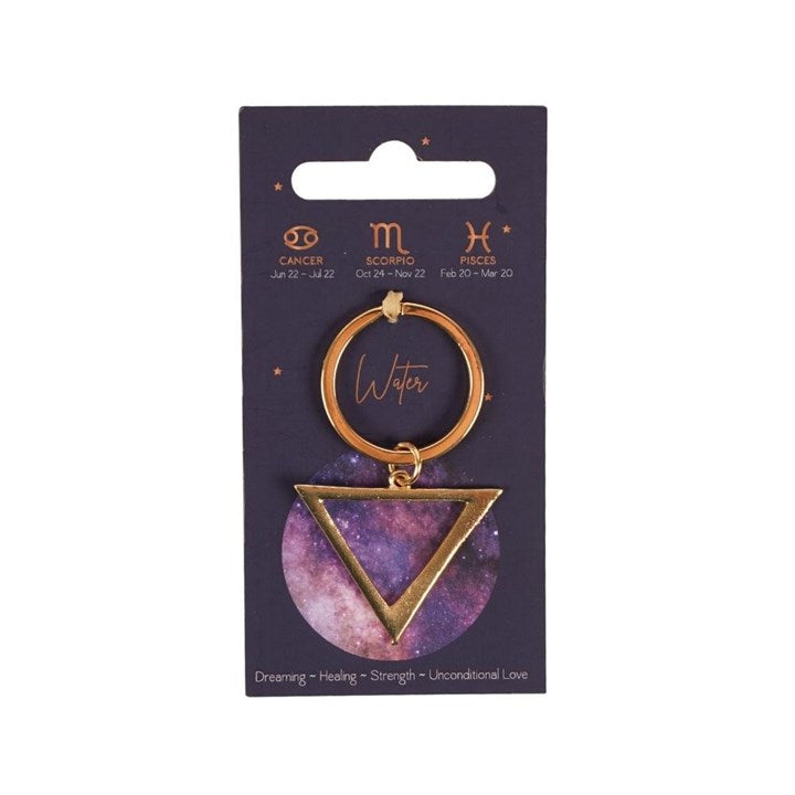 4 ELEMENTS OF THE ZODIAC KEYRINGS- EARTH, FIRE, WIND & WATER