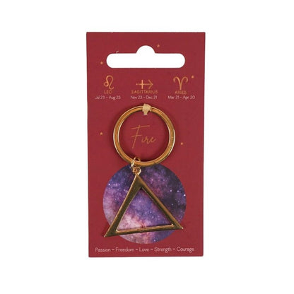 4 ELEMENTS OF THE ZODIAC KEYRINGS- EARTH, FIRE, WIND & WATER